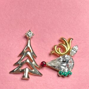 Festive Avon Christmas Tree and Reindeer Christmas pins